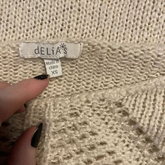 Delia*s vintage 90s cream crochet sweater - Picture 2 of 6